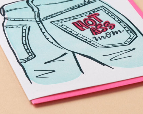 Mom Jeans Letterpress Greeting Card