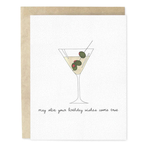 Olive Birthday Wishes Martini Greeting Card