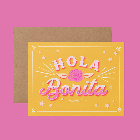 Hola Bonita Rótulo Spanish Greeting Card