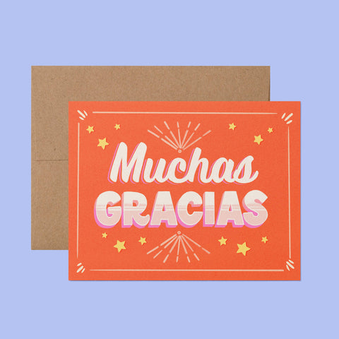 Muchas Gracias Rótulo Spanish Greeting Card
