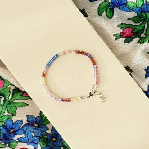 Herringbone Hand Beaded Bracelet Purple