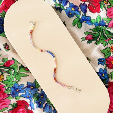 Herringbone Hand Beaded Bracelet Purple