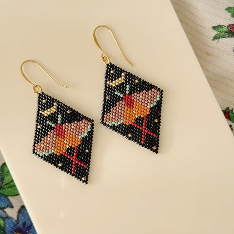 Diamond Moth Beaded Earrings