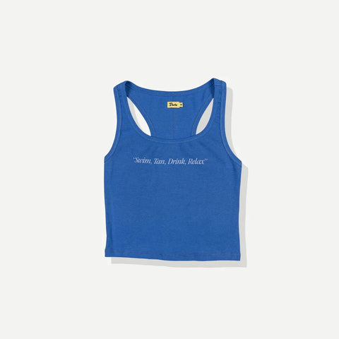 SWIM TAN RELAX RIBBED TANK - BLUE