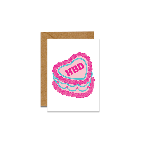 Birthday Vintage Heart Cake Mini Card